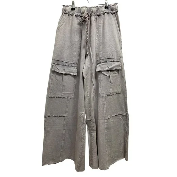 Easel Mineral Wash Wide Leg Lavender Cargo Pant Sz Small NWT - Picture 2 of 5